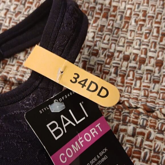 New Bali Comfort Revolution Shaping Wireless Smoothing Bra Style3463 Black Swirl - Picture 5 of 9